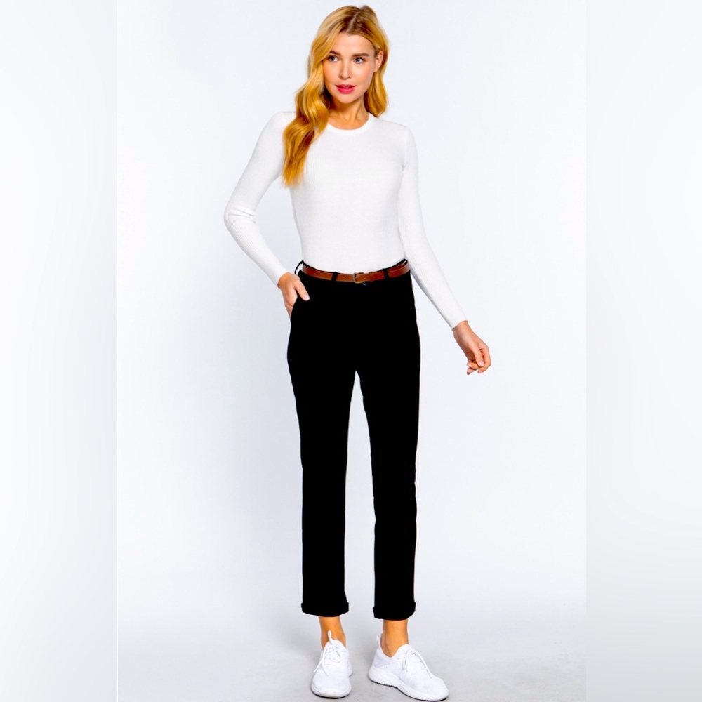 ACTIVE BASIC Cotton-Span Twill Straight Pants